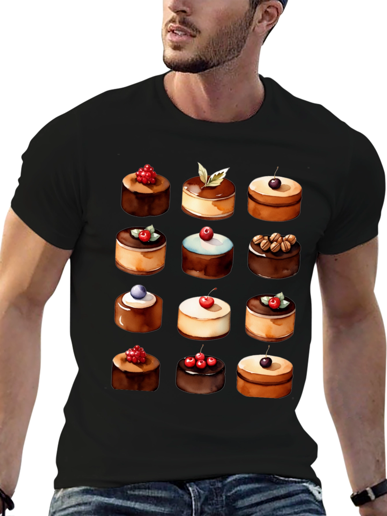 Black Dessert Lover T-Shirt - Sweet Treat Design view 6