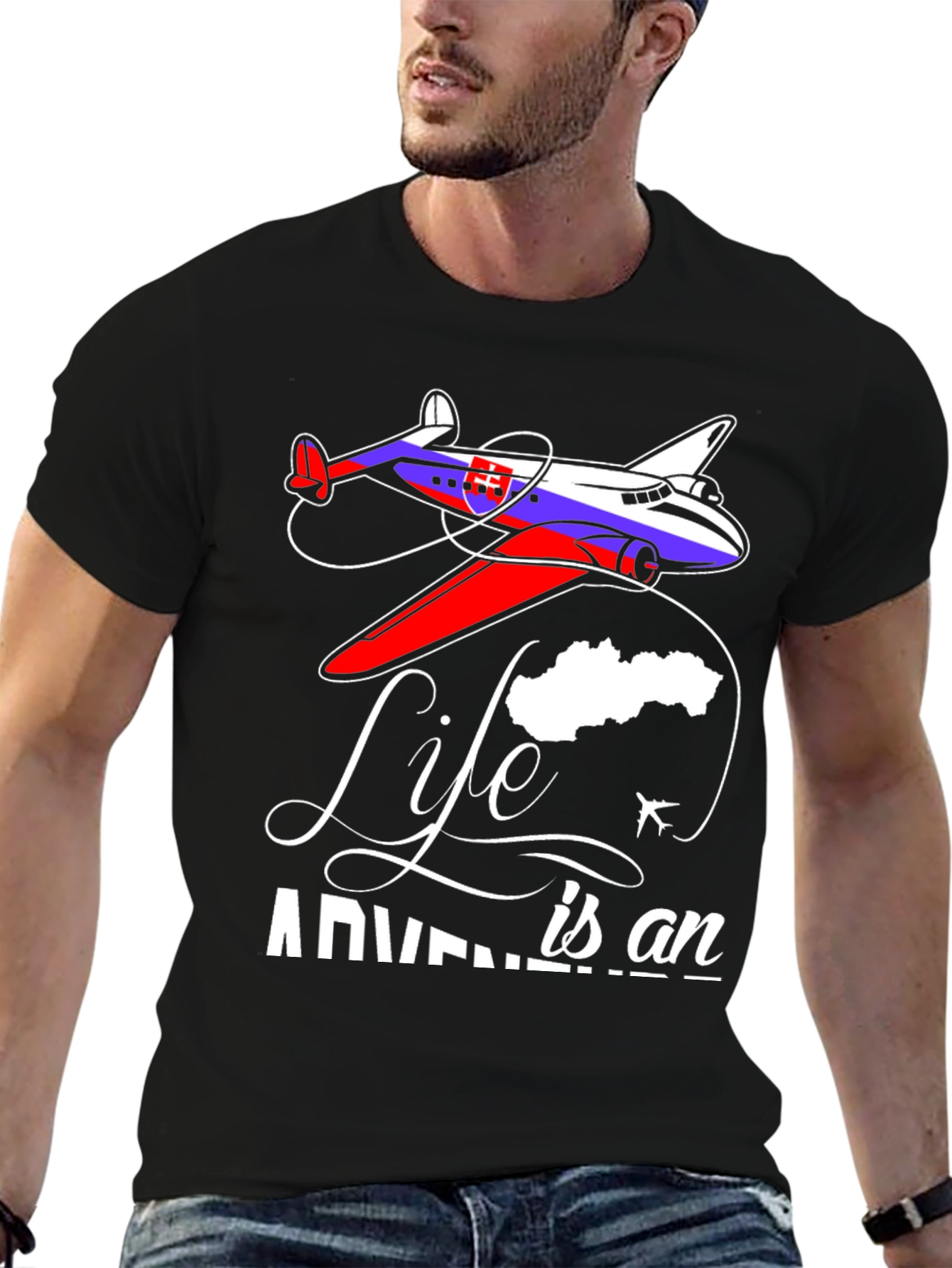 Black Life is an Adventure Plane Graphic T-Shirt view 6