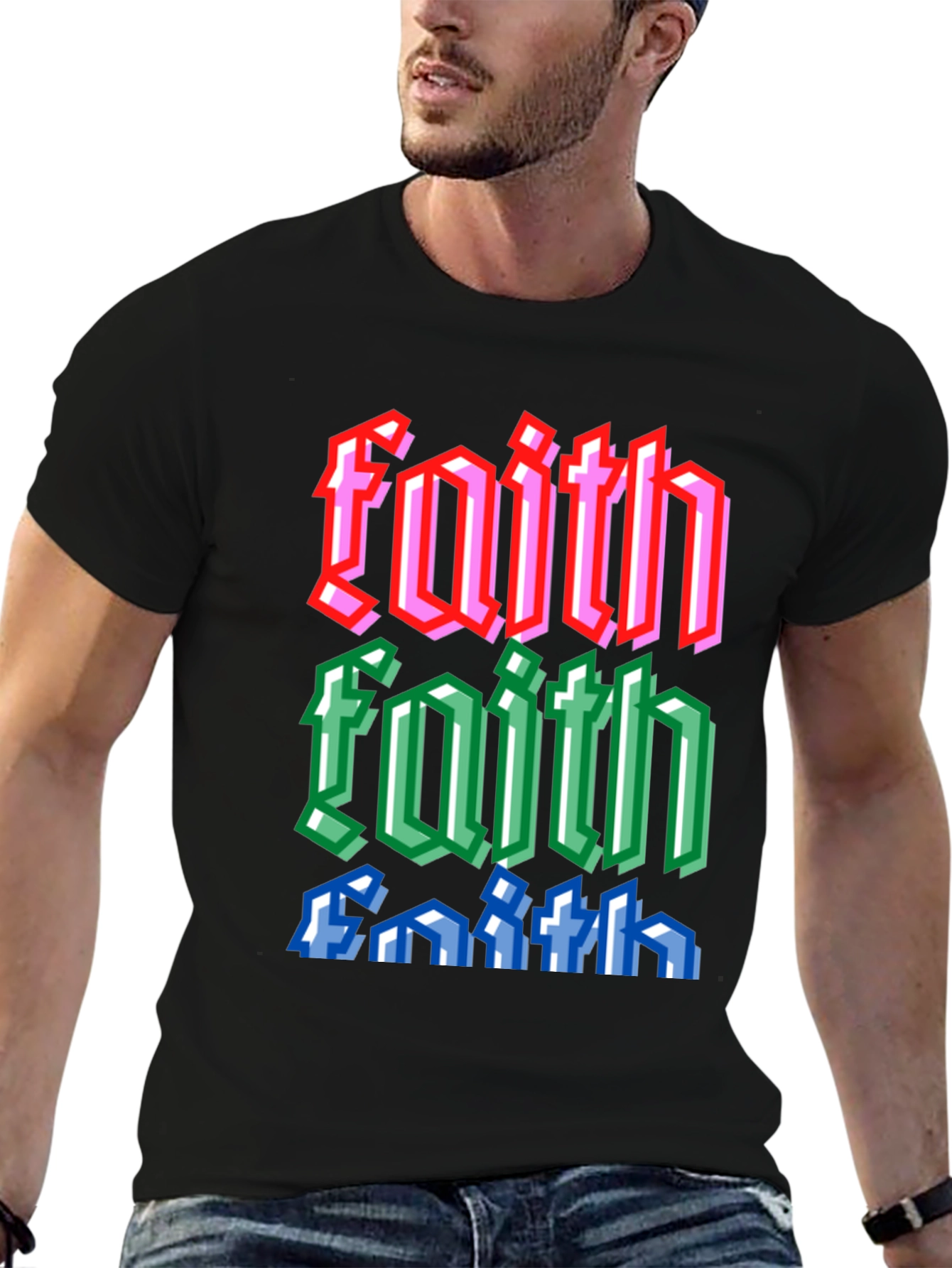 Black Faith Pixel Art Graphic Tee view 6