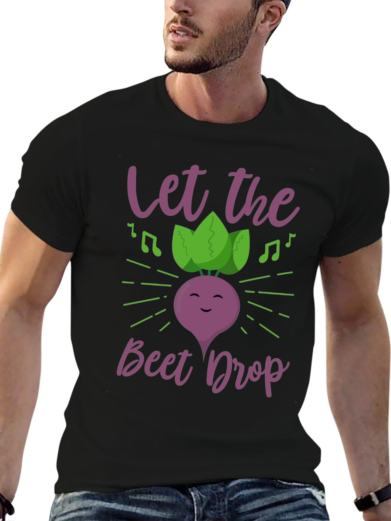 Black Let The Beet Drop Funny Music T-Shirt view 6
