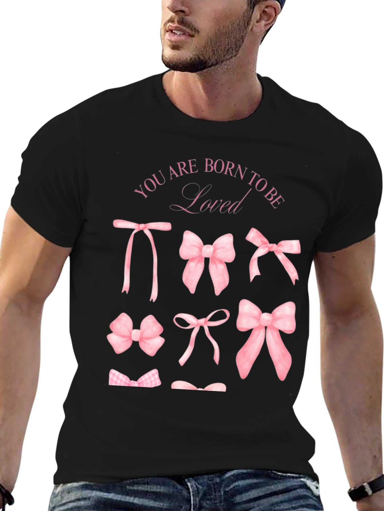 Black Born to Be Loved Bow T-Shirt view 6