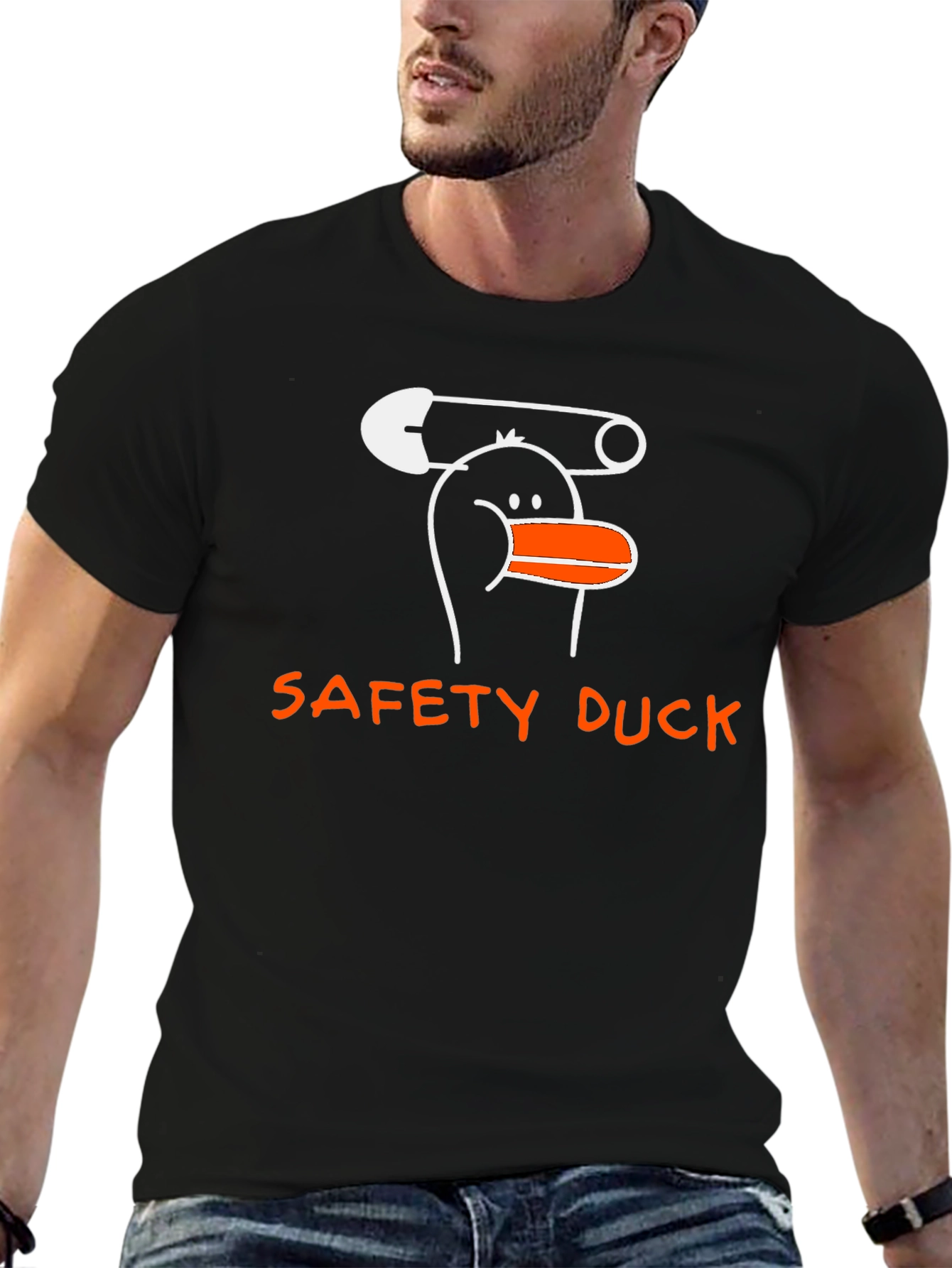 Black Safety Duck Graphic T-Shirt - Unique Cartoon Design view 6
