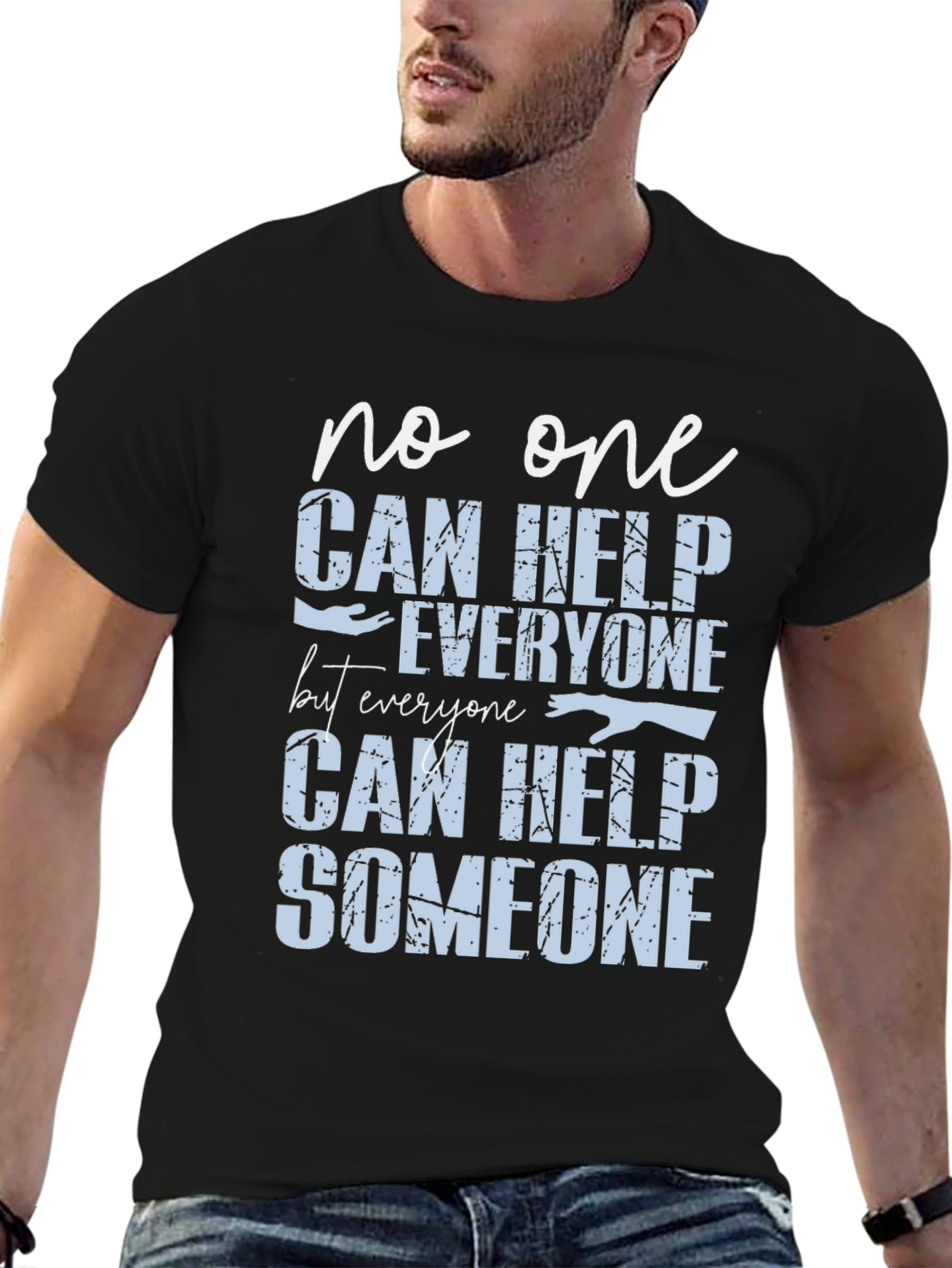 Black Help Someone Graphic Tee - Motivational T-Shirt view 6