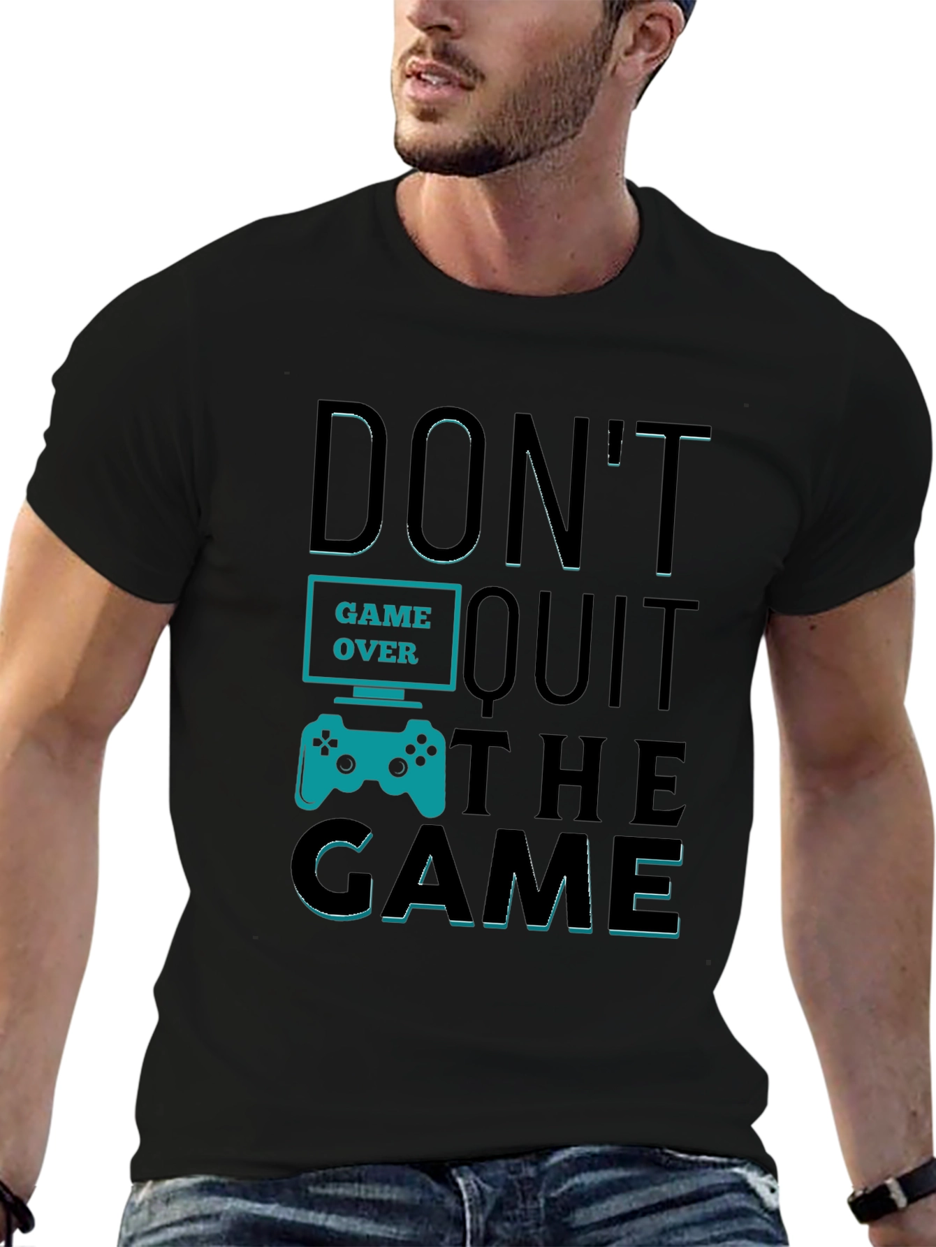 Black Don't Quit The Game T-Shirt - Gamer Motivation Tee view 6