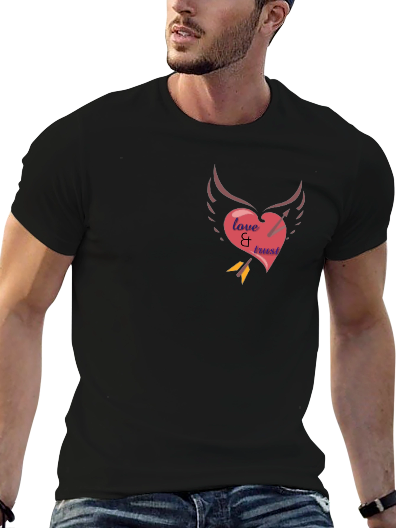 Black Love & Trust Heart Arrow Tee view 6