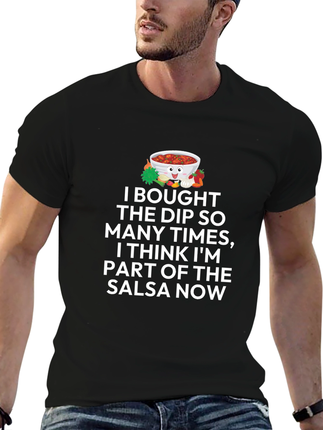 Black Salsa Lover T-Shirt - Funny Dip Bowl Graphic Tee view 6