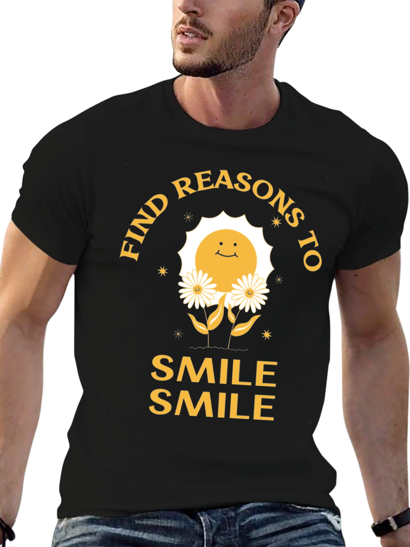 Black Smile Graphic Tee - Find Reasons To Smile T-Shirt view 6