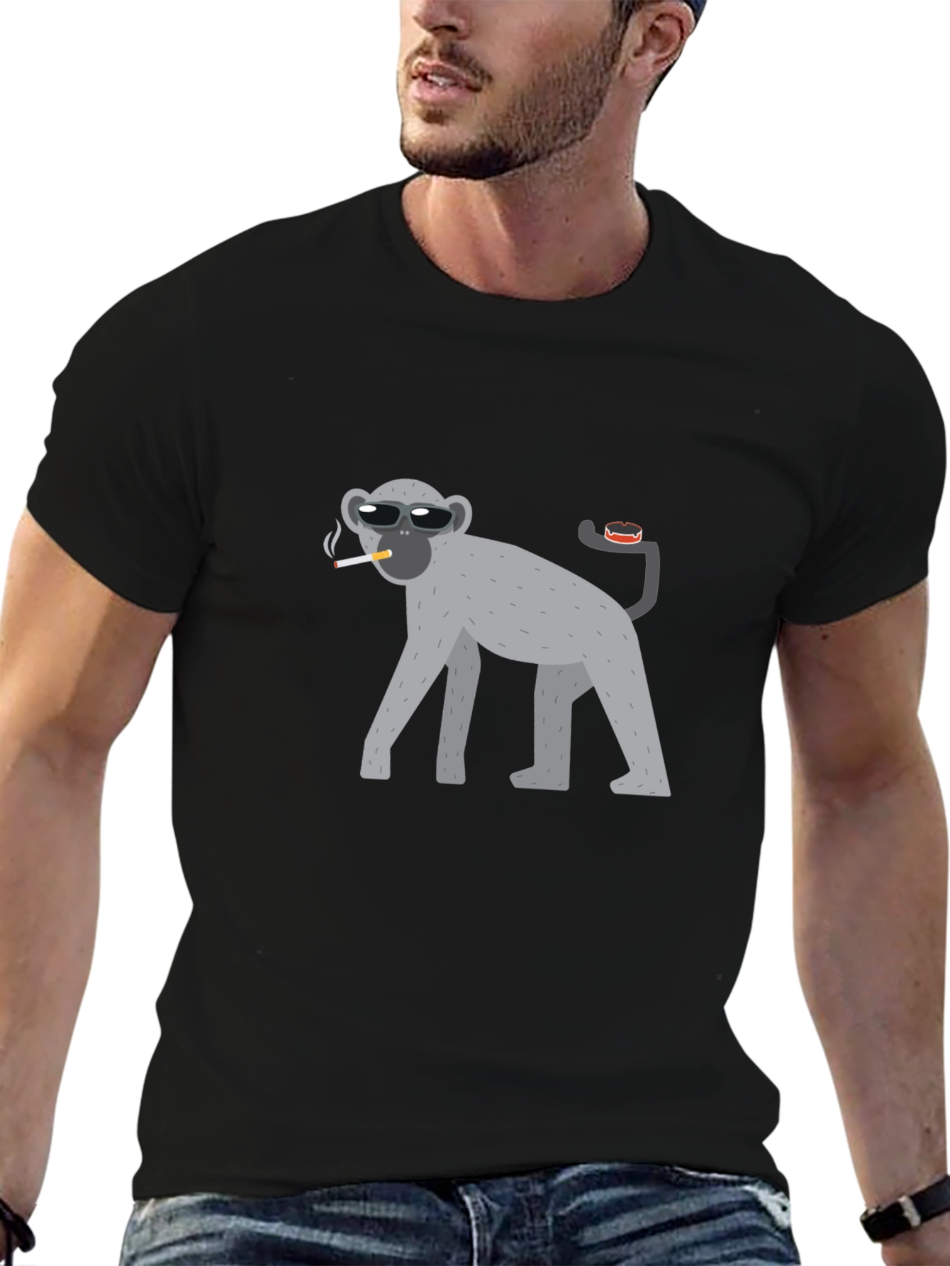 Black Cool Monkey Black T-Shirt view 6