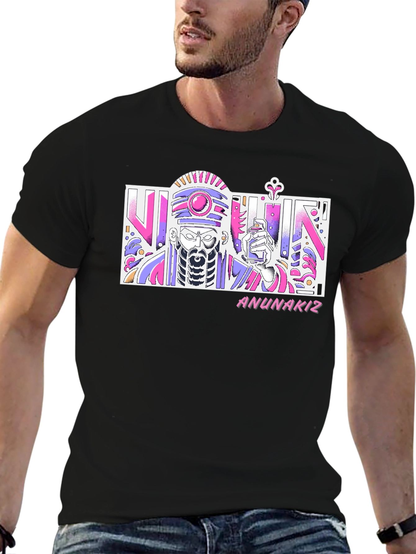 Black Anunaki T-Shirt - Artistic Graphic Tee view 6