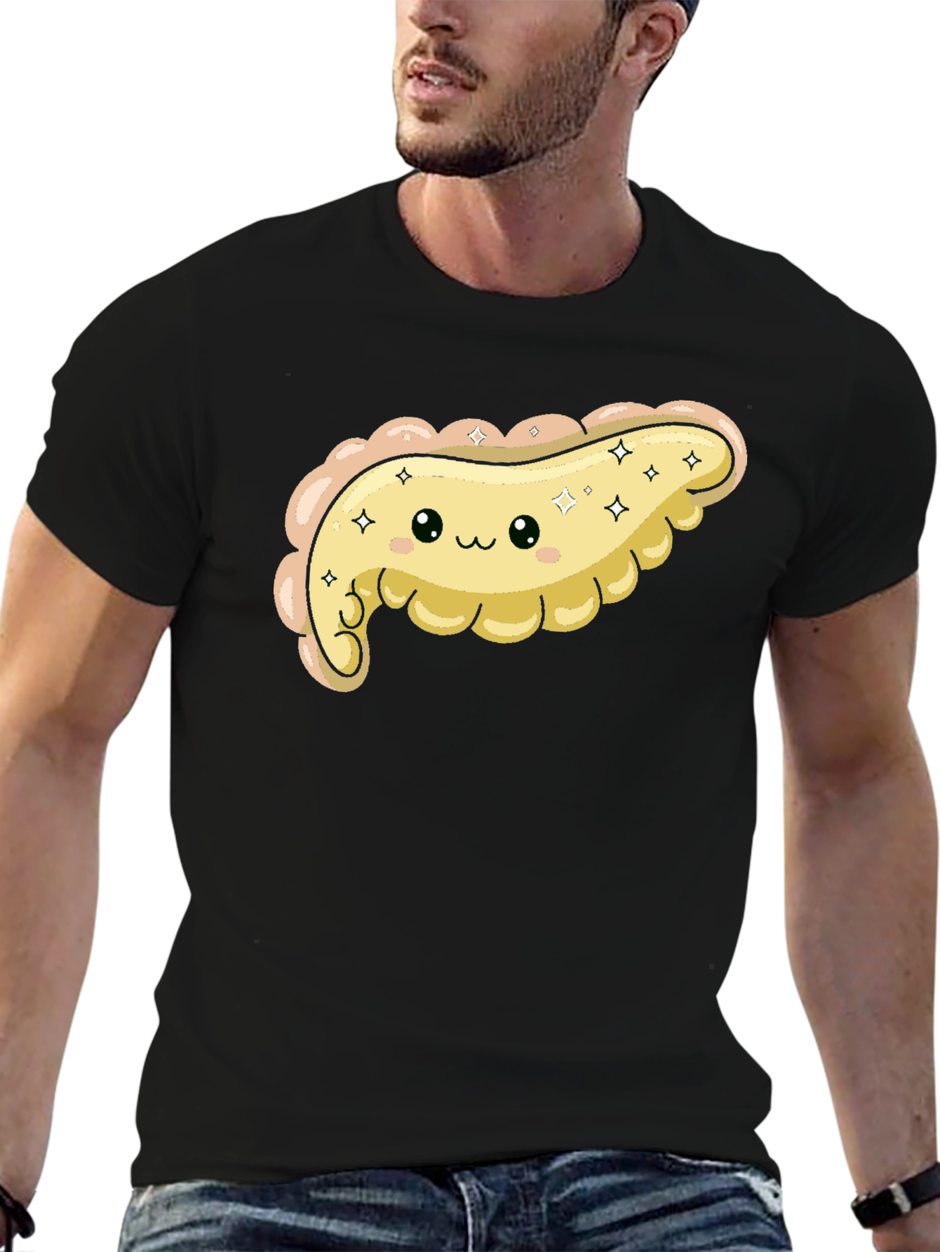 Black Cute Pancreas Graphic T-Shirt - Kawaii Organ Tee view 6