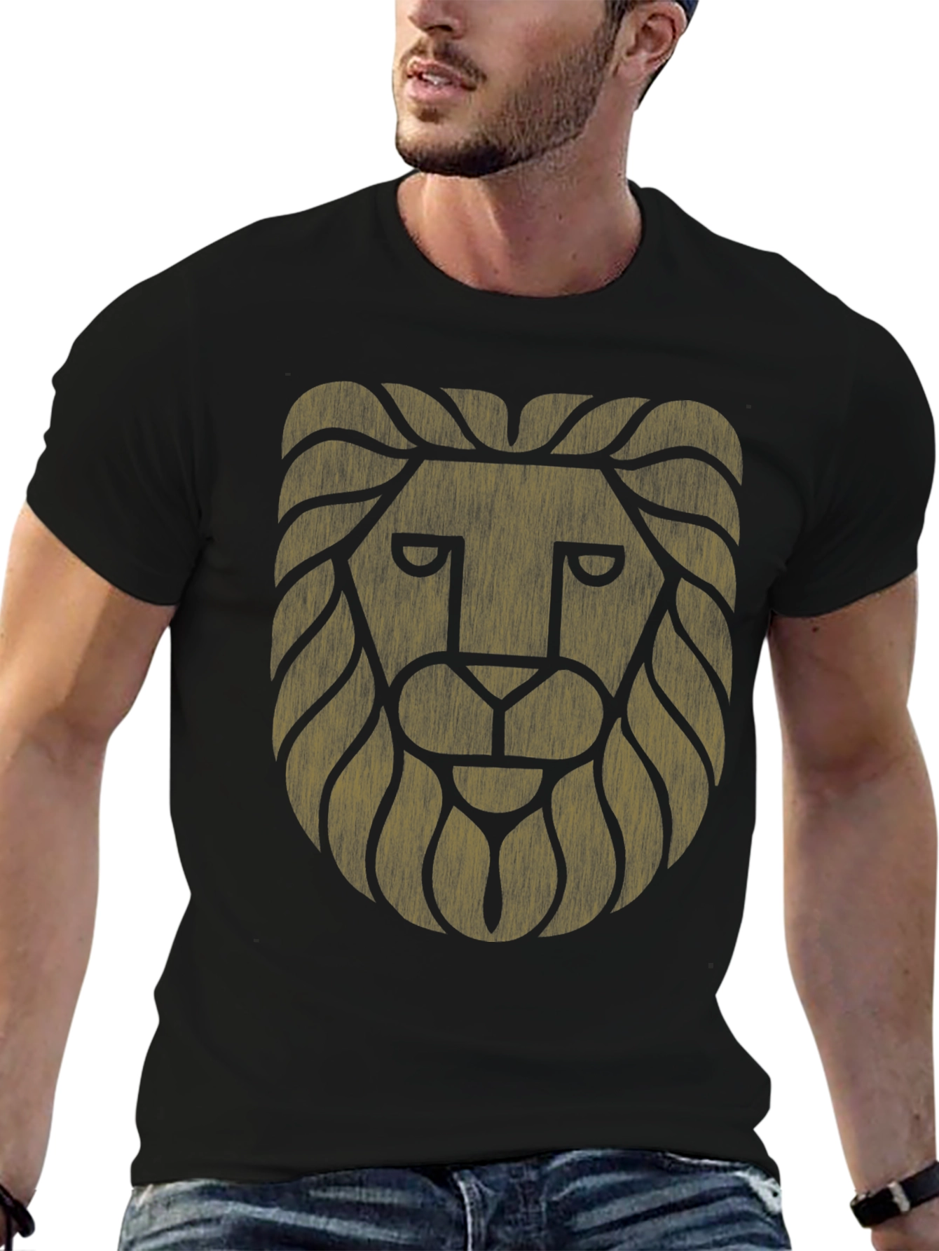Black Lion Graphic Black T-Shirt - Mens Style view 6