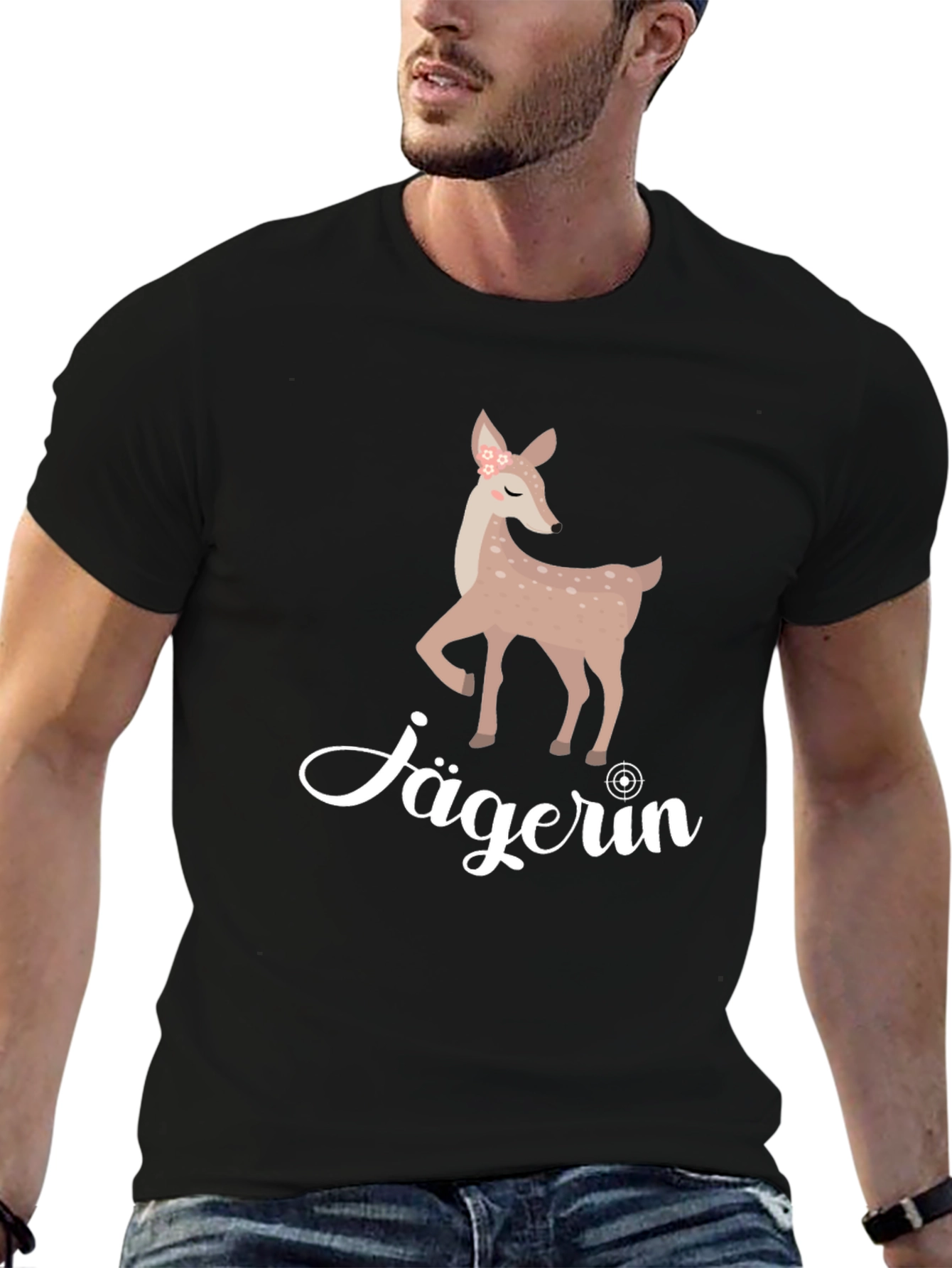 Jägerin Deer Graphic Tee - Black Cotton T-Shirt - 6