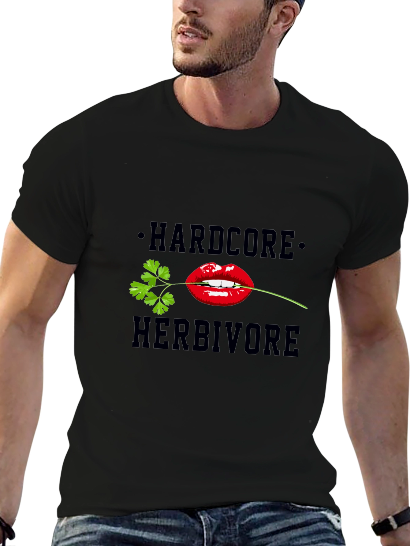 Black Hardcore Herbivore Graphic Tee - Black view 6