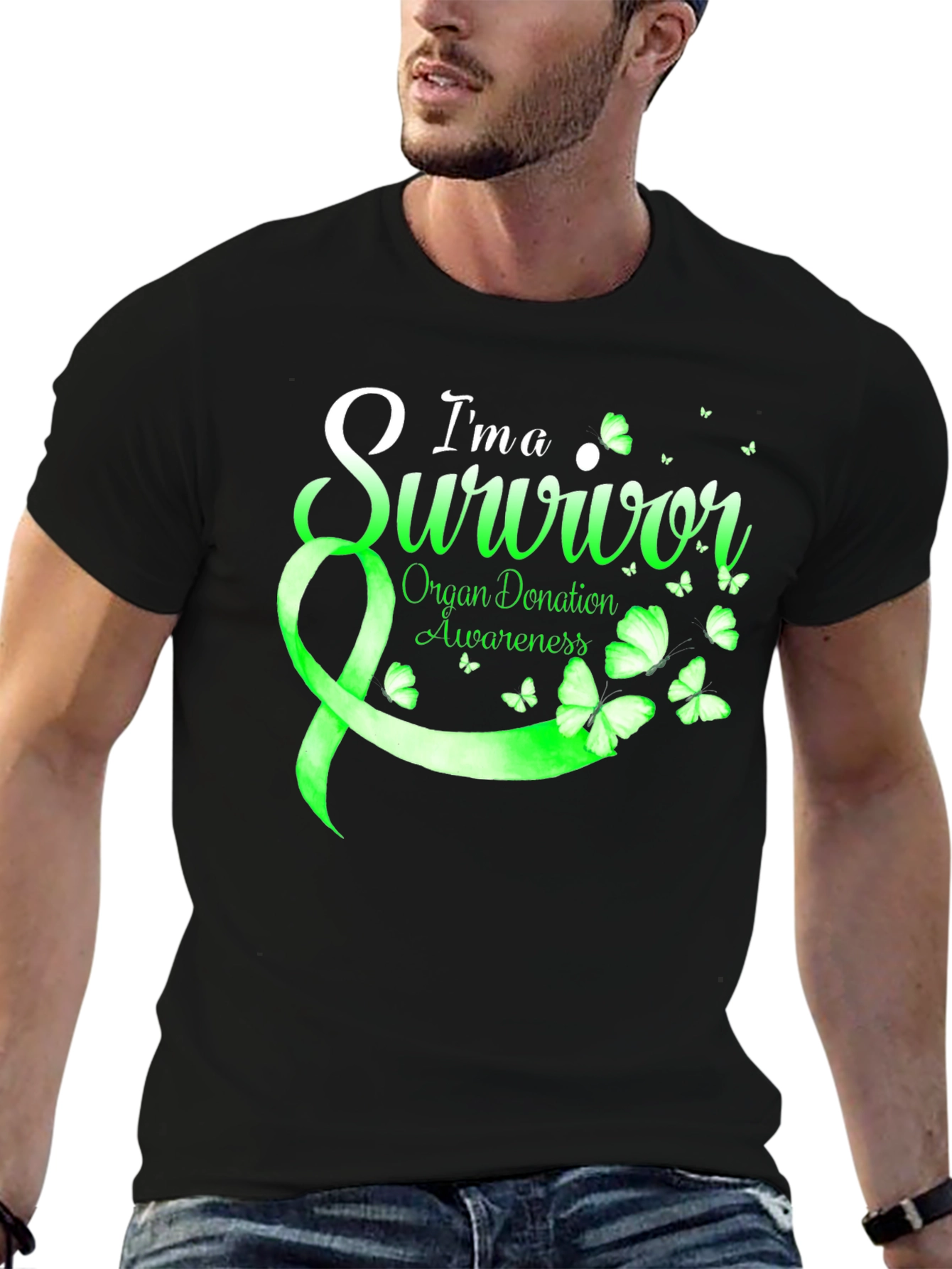 Black Organ Donation Awareness Survivor T-Shirt view 6