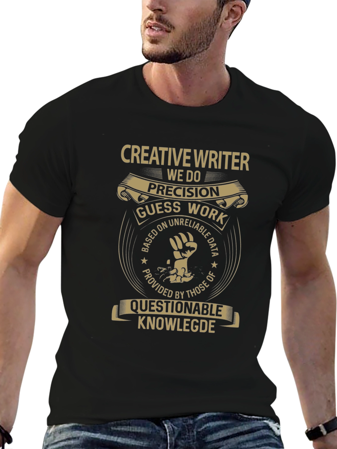 Black Creative Writer Black Graphic T-Shirt view 6