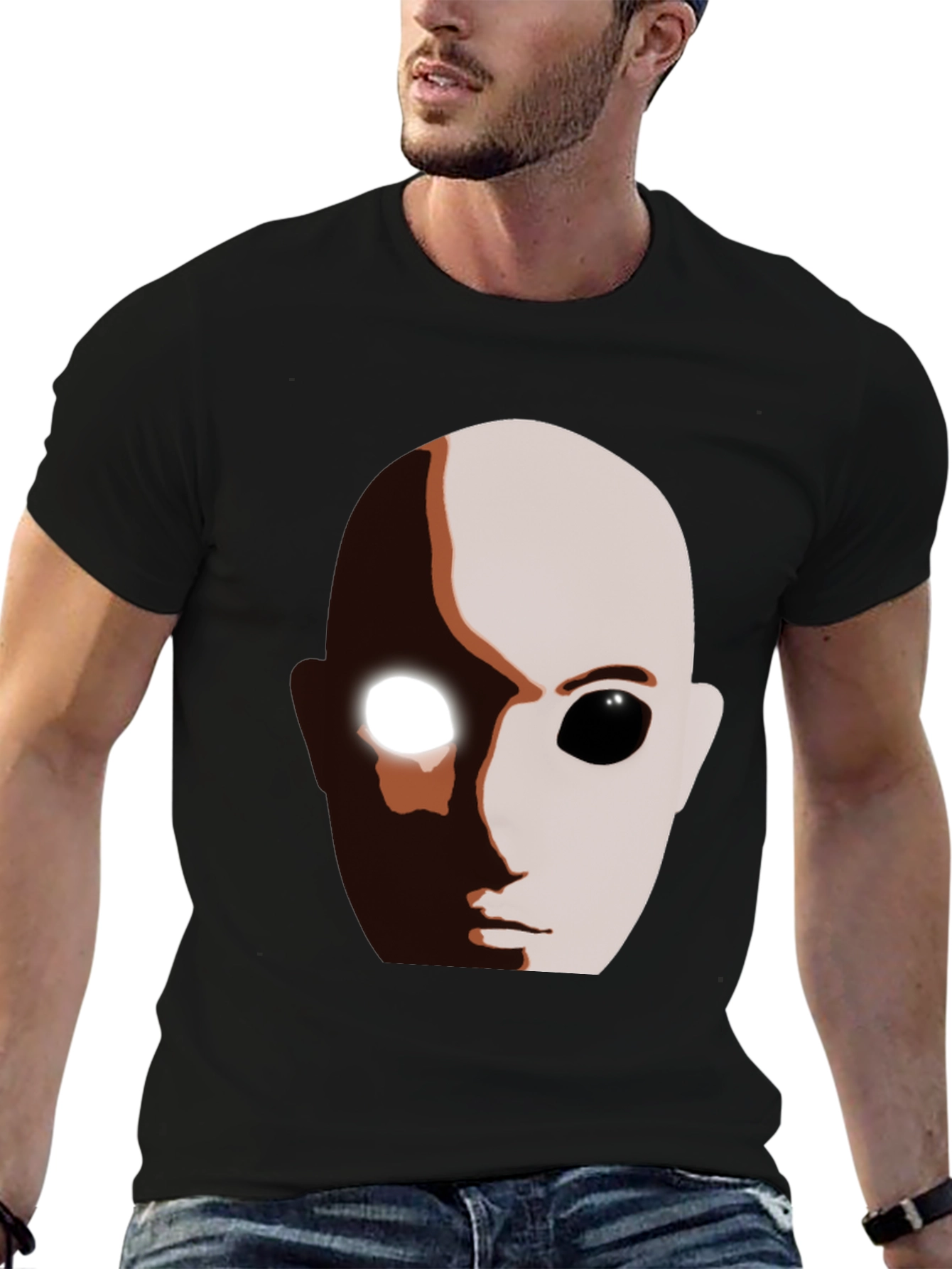 Black Abstract Face Graphic T-Shirt view 6