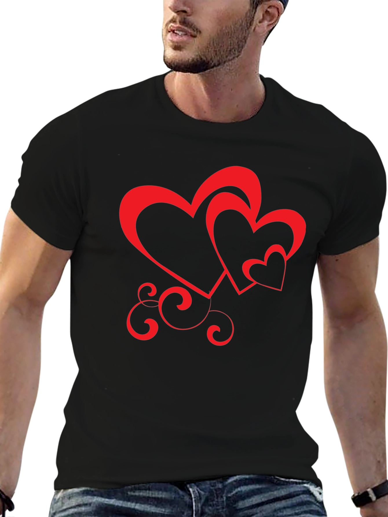 Black Heart Design Black T-Shirt view 6