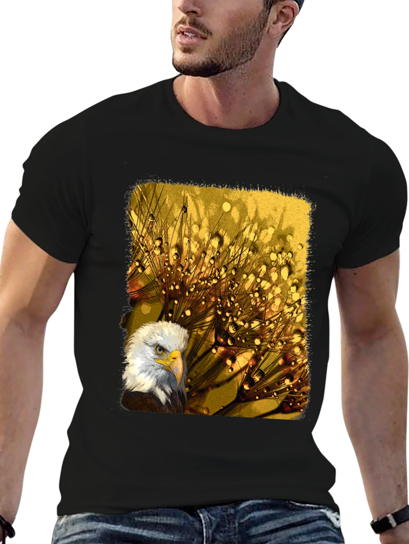 Black Eagle Dewdrop T-Shirt - Unique Design view 6