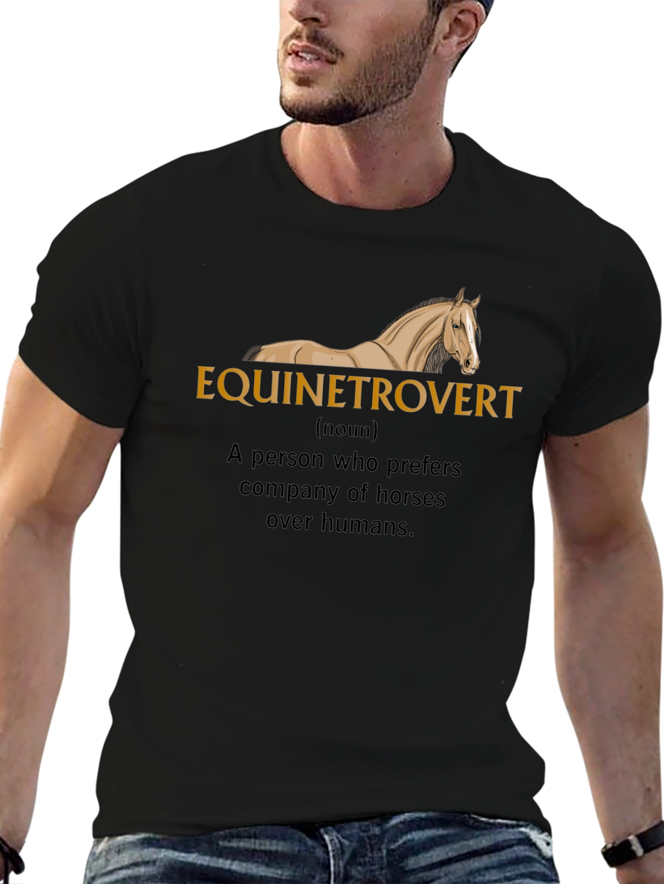 Black Equinetrovert Horse Lover Black T-Shirt view 6