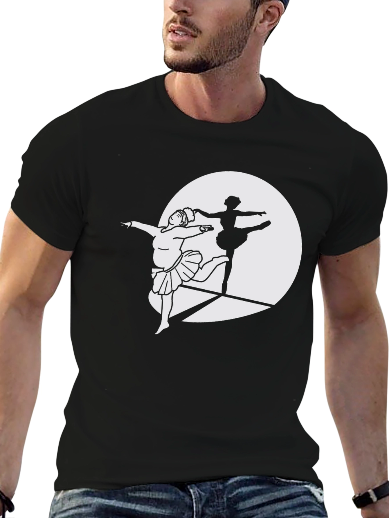 Black Ballet Dancer Silhouette Black T-Shirt view 6