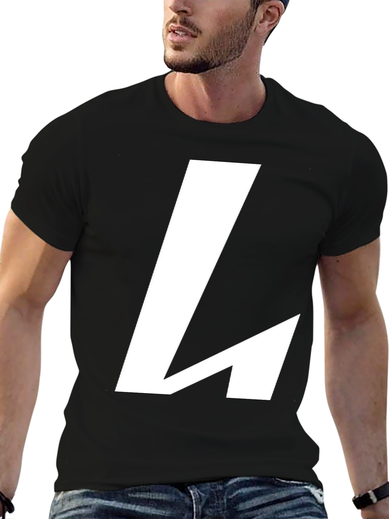 Black Bold 'L' Graphic Black T-Shirt view 6