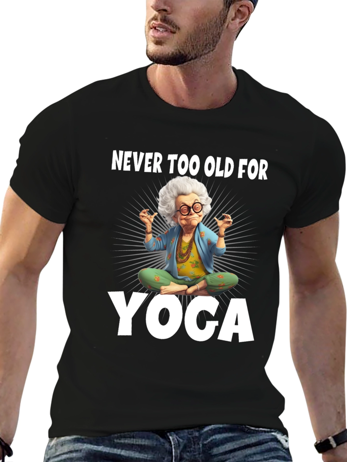 Black Funny Yoga Grandma T-Shirt view 6