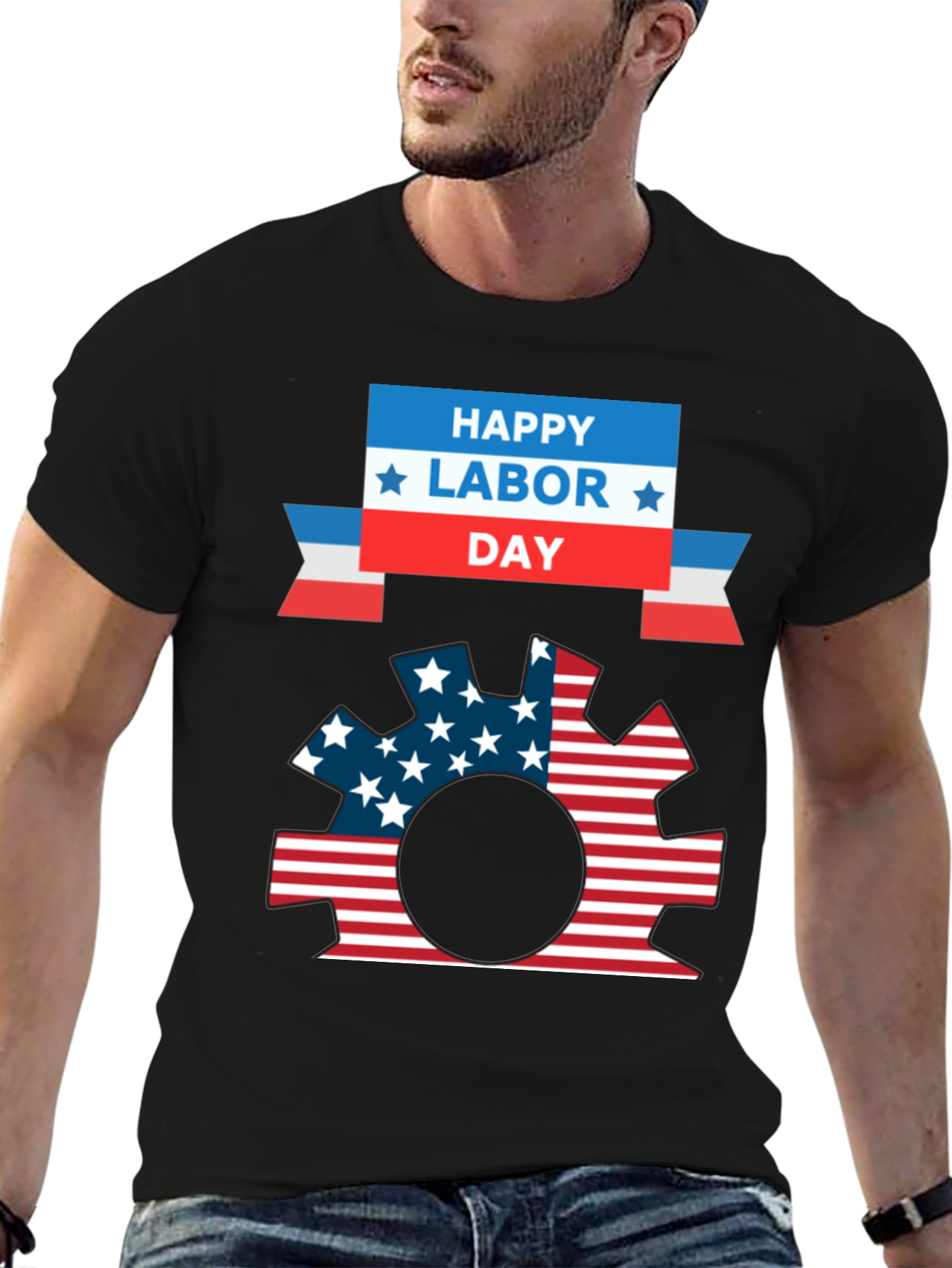 Black Happy Labor Day Patriotic Gear T-Shirt view 6