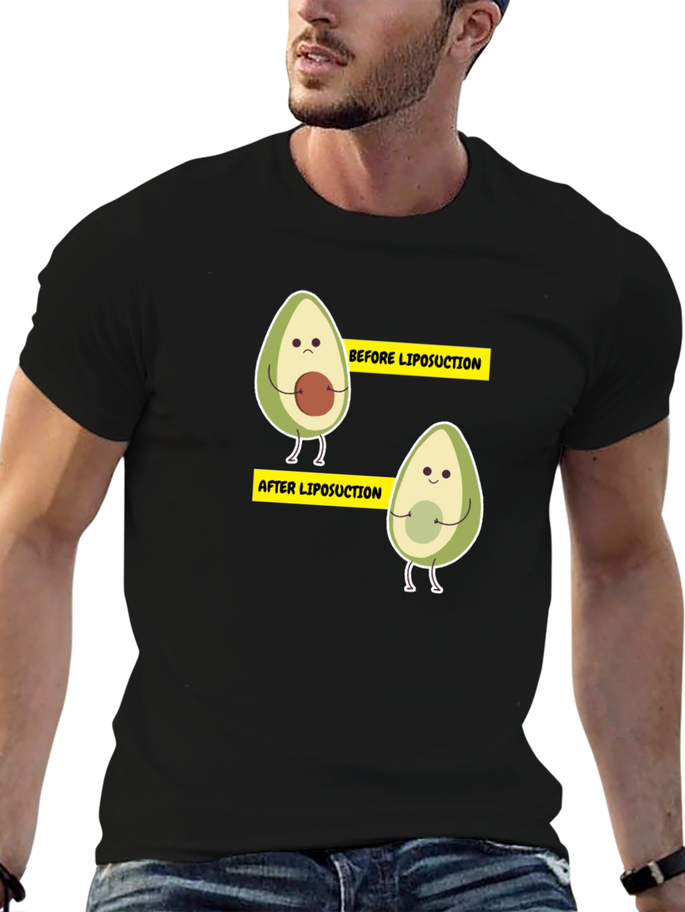 Black Avocado Liposuction Funny Black T-Shirt view 6