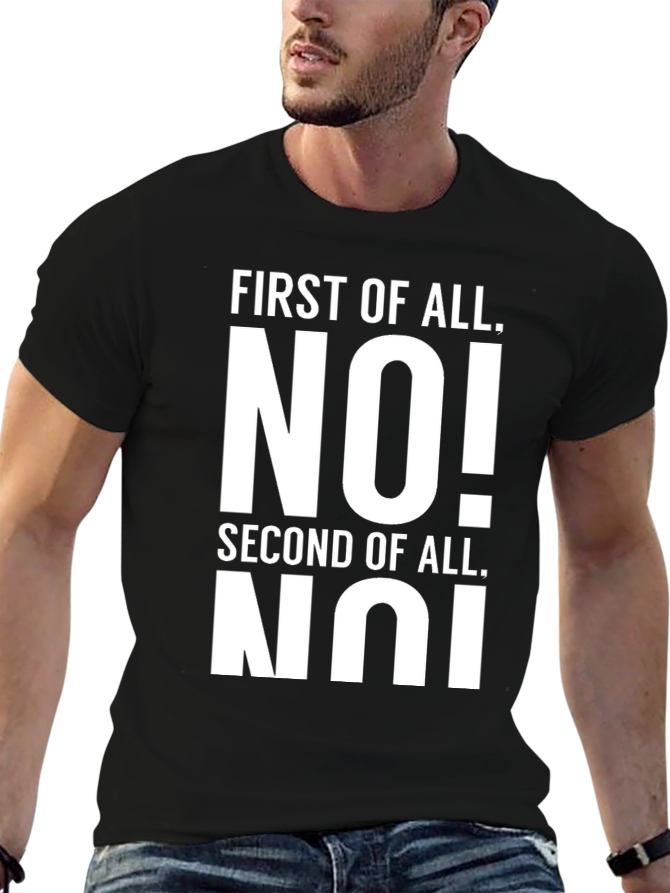 Black Funny No! Novelty Graphic T-Shirt view 6