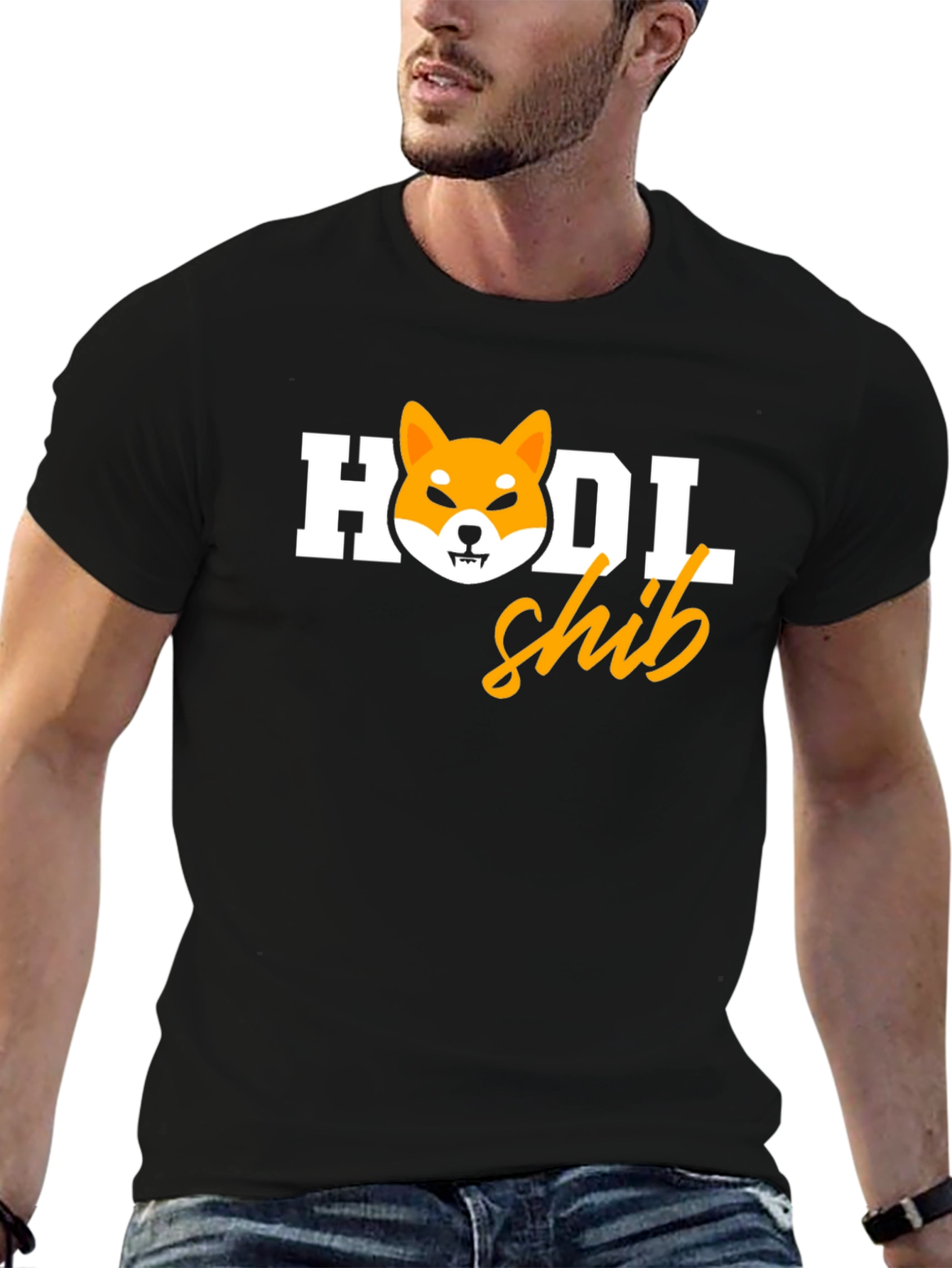 Black HODL Shib Crypto T-Shirt view 6