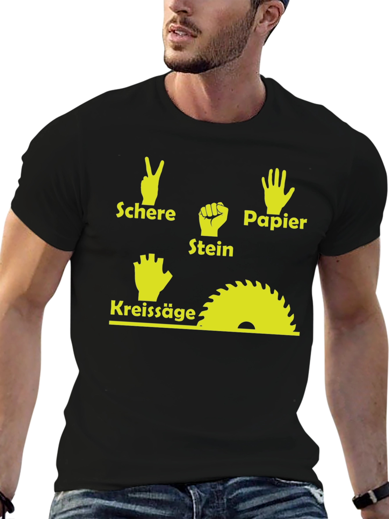 Black Rock, Paper, Scissors, Chainsaw T-Shirt - Funny Woodworker Tee view 6