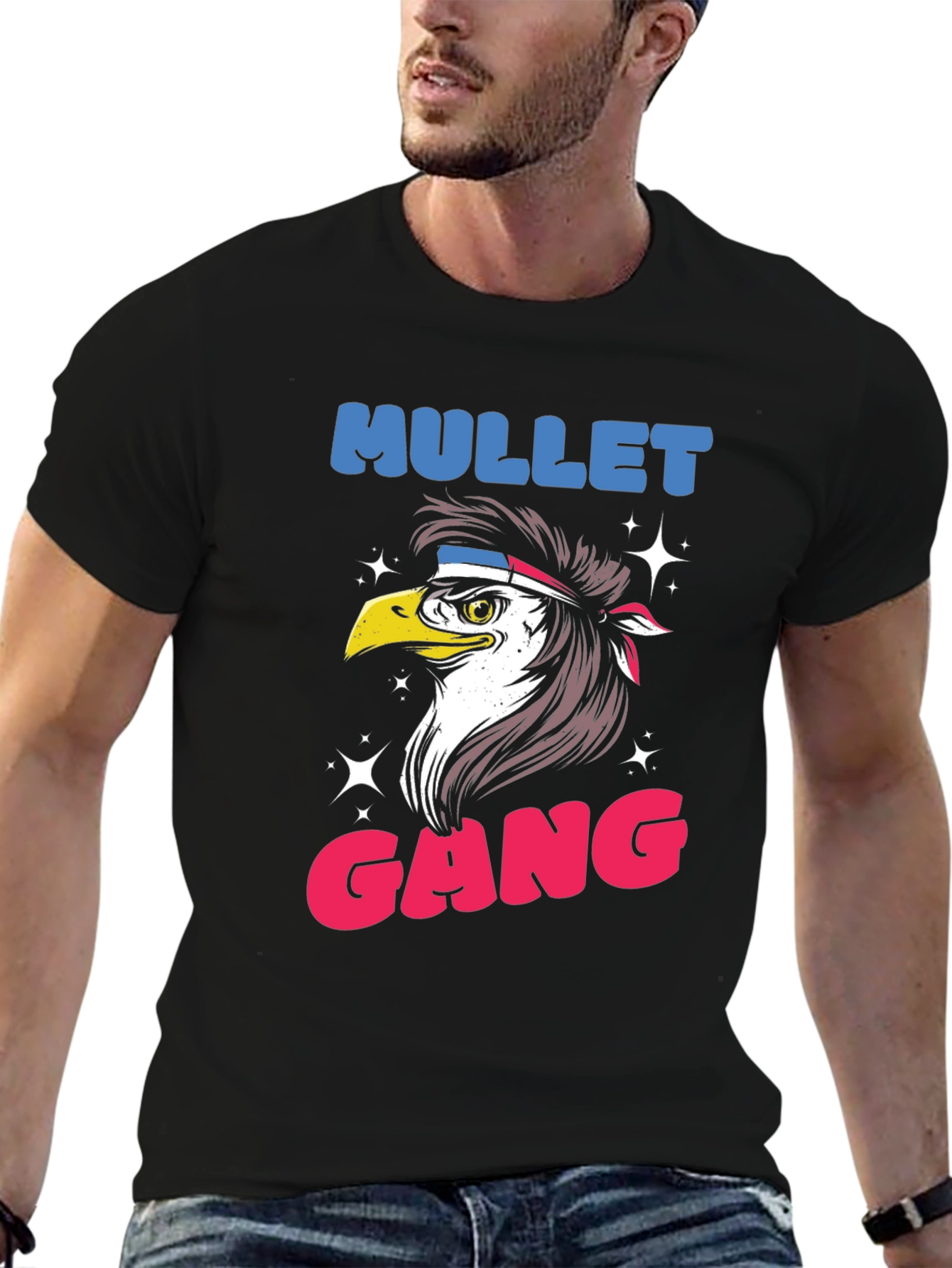Black Mullet Gang Eagle Graphic Tee - Black view 6