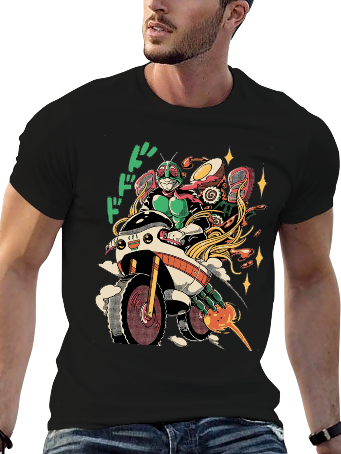 Black Kamen Rider Ramen Run T-Shirt view 6