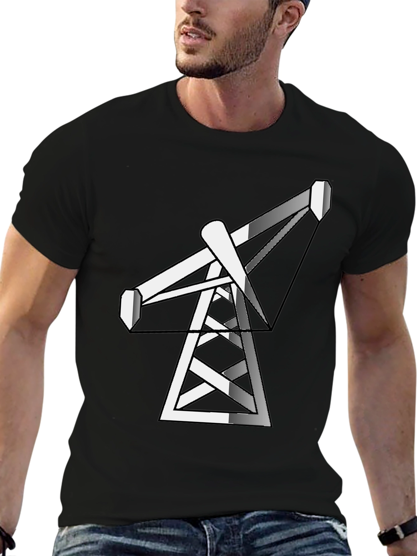 Black Black Tee with Crane Graphic view 6
