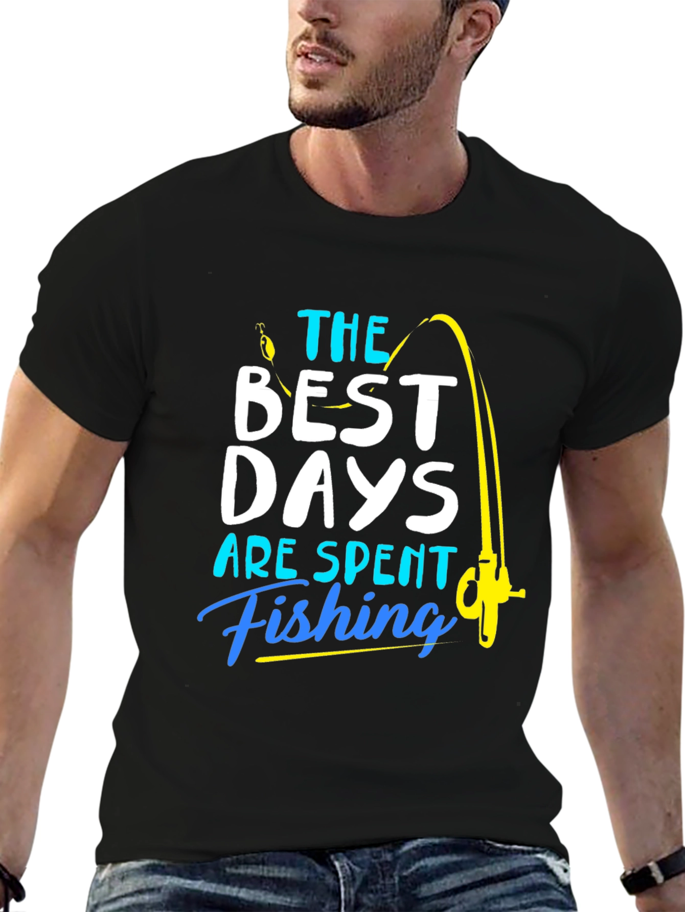 Black Fishing T-Shirt: Best Days are Spent Fishing view 6