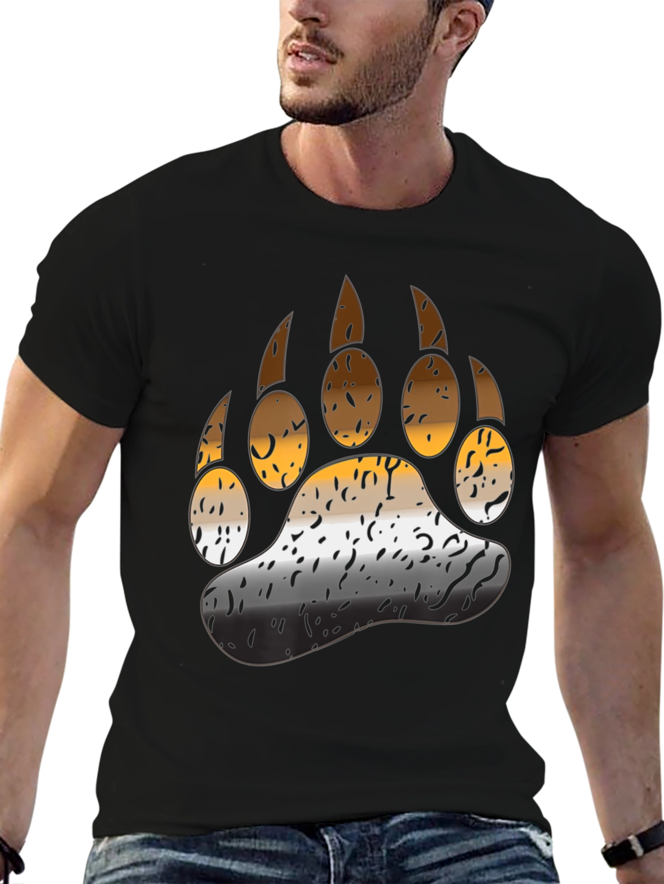 Black Bear Pride Paw T-Shirt - Black view 6