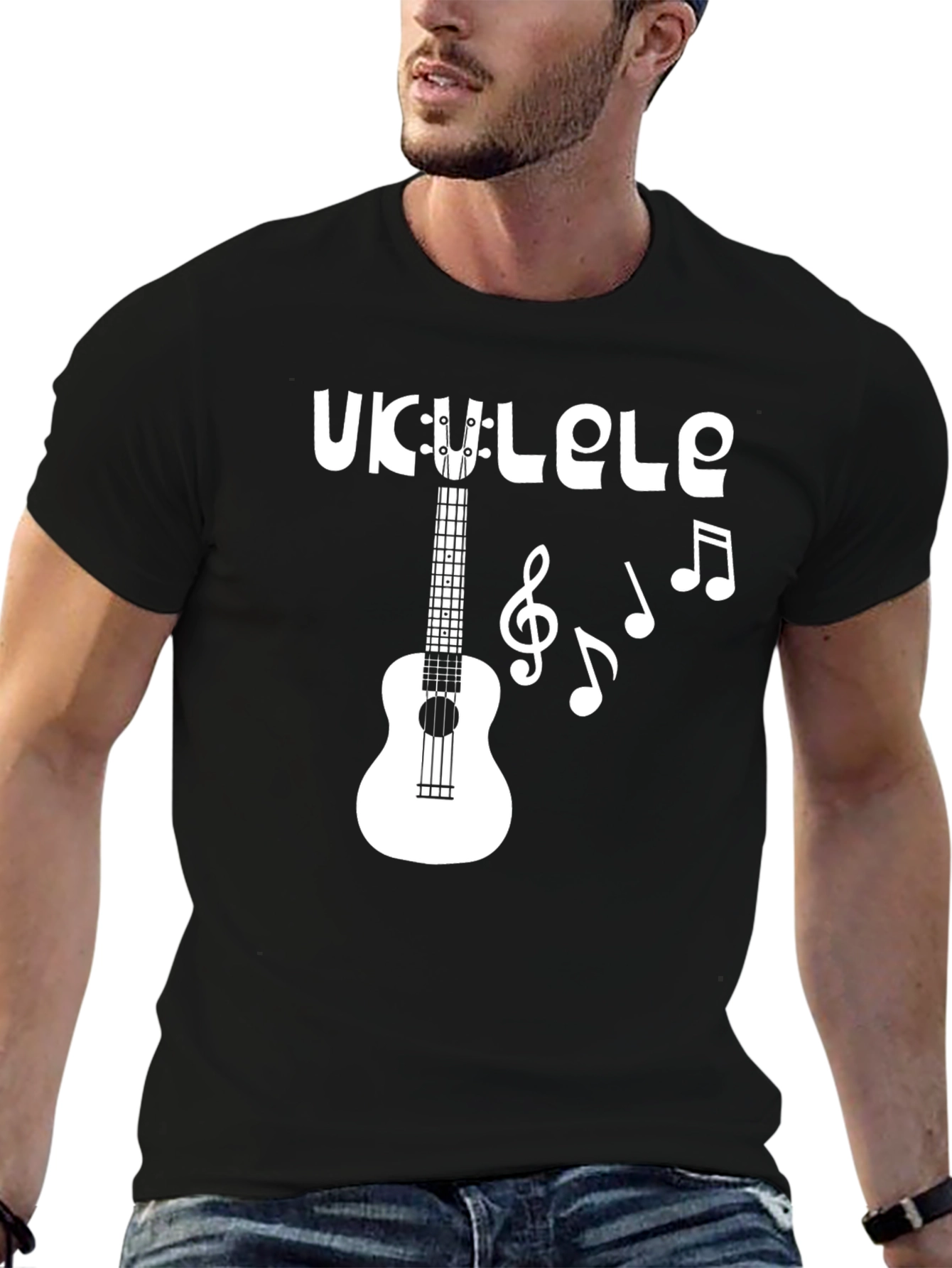 Black Ukulele Graphic Tee - Musical Style view 6