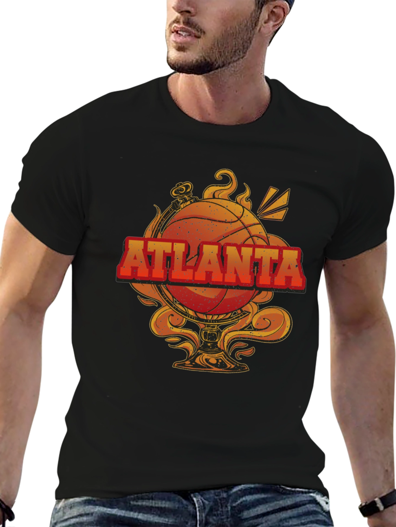 Black Atlanta Basketball Graphic Tee - Retro Style view 6