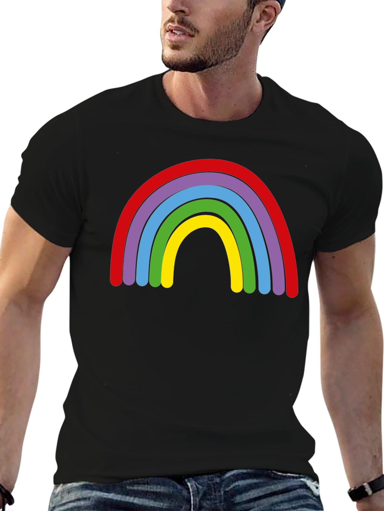 Black Rainbow Graphic Black T-Shirt view 6