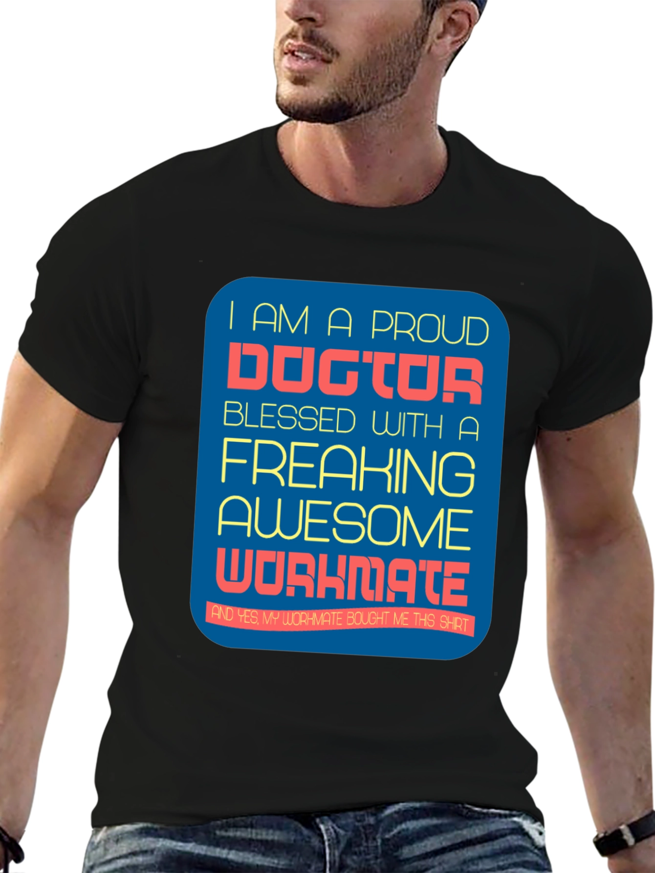 Black Proud Doctor Graphic T-Shirt - Awesome Workmate Gift view 6