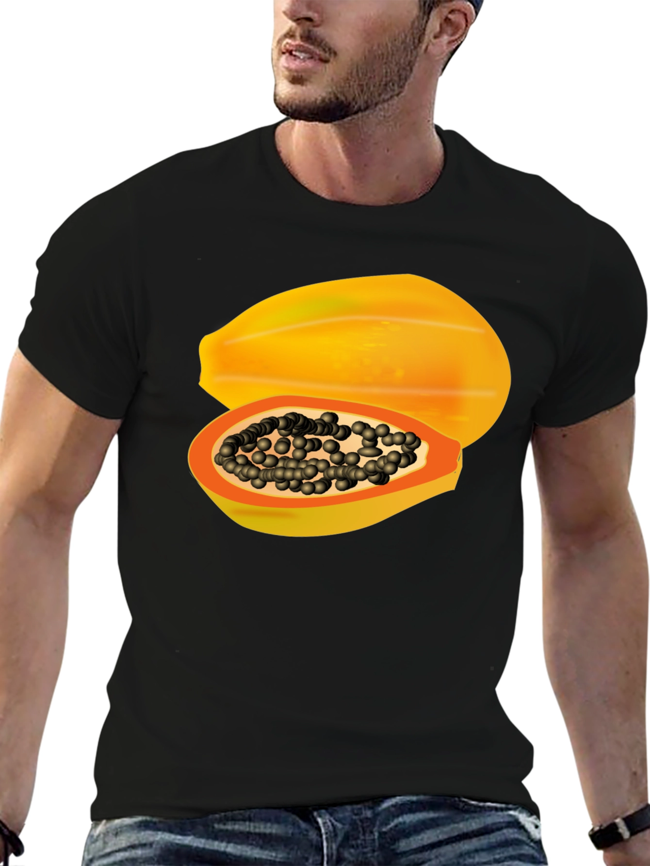 Black Papaya Graphic Tee - Tropical Fruit T-Shirt view 6