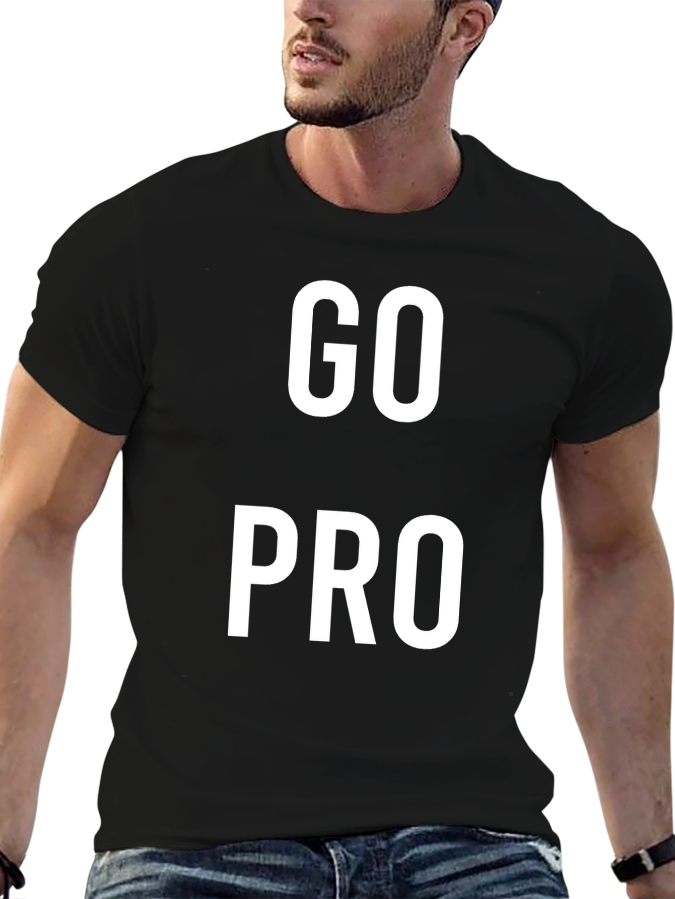 Black Go Pro Black Graphic Tee for Active Lifestyle view 6