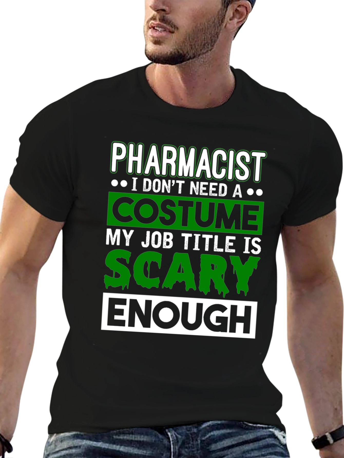 Black Pharmacist Scary Enough Costume T-Shirt view 6