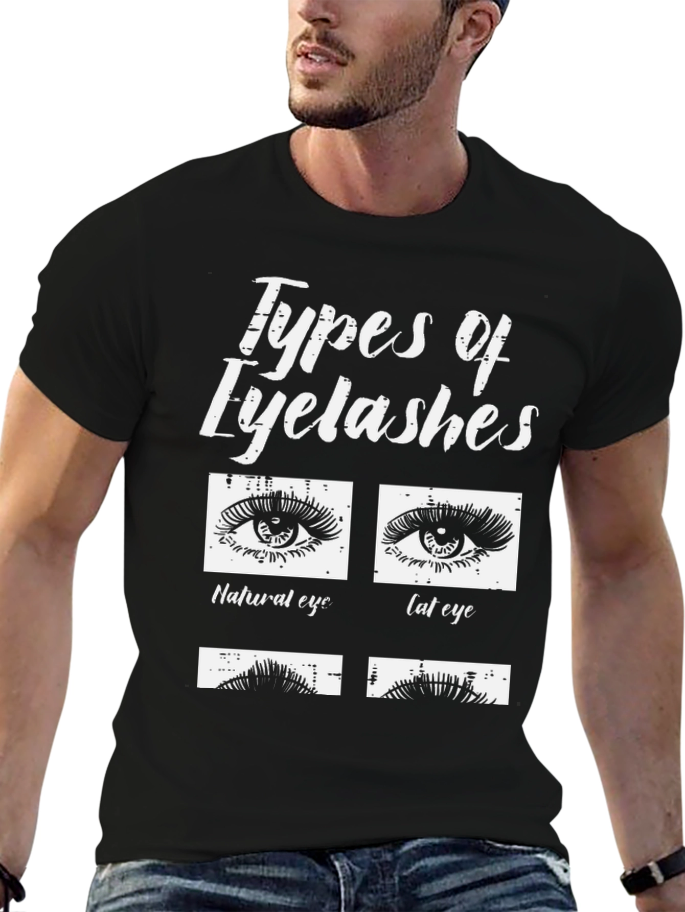 Black Eyelash Types Graphic T-Shirt - Beauty Fashion Tee view 6