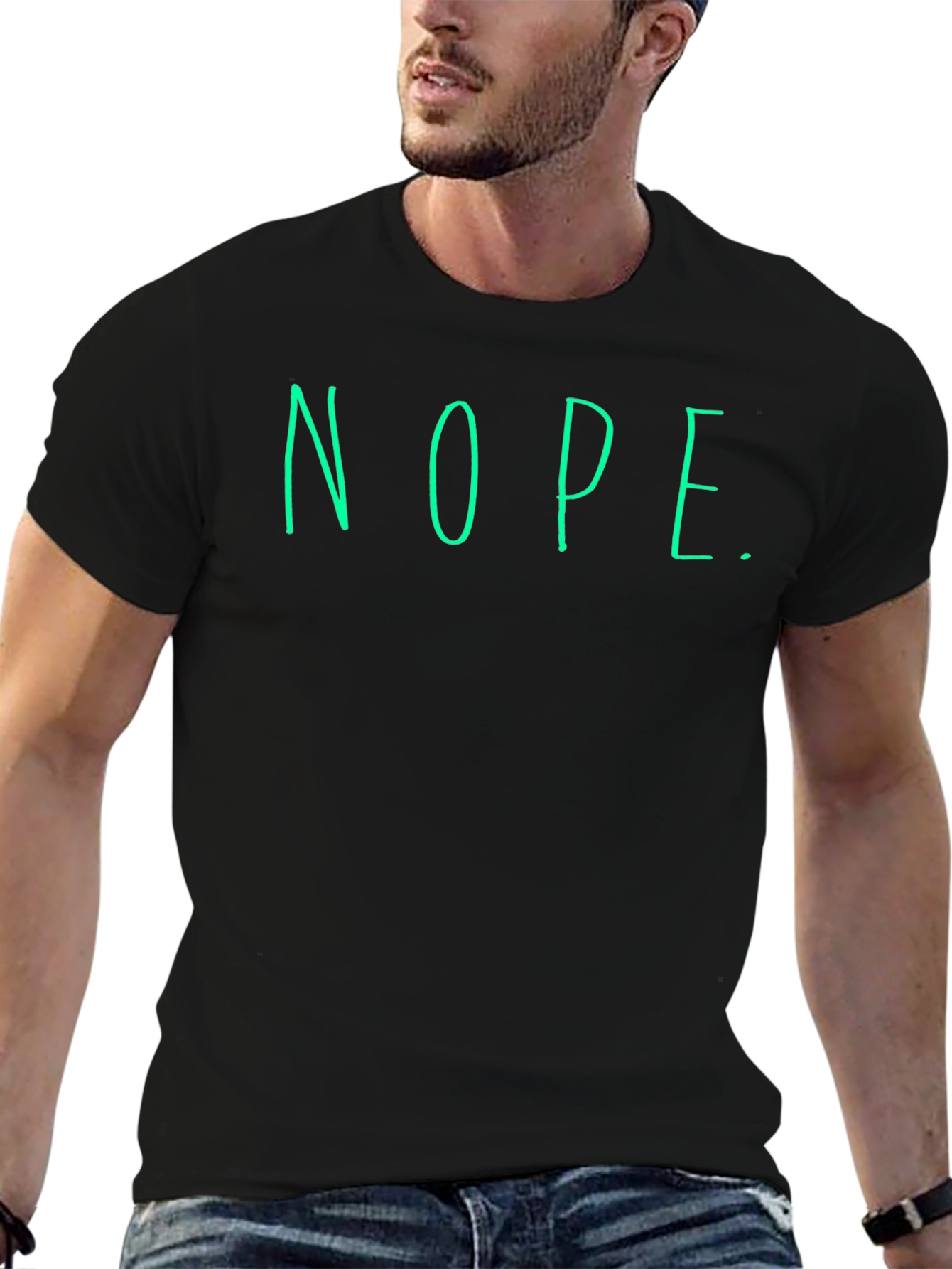 Black Nope. Graphic Tee - Men's Black Short Sleeve Shirt view 6