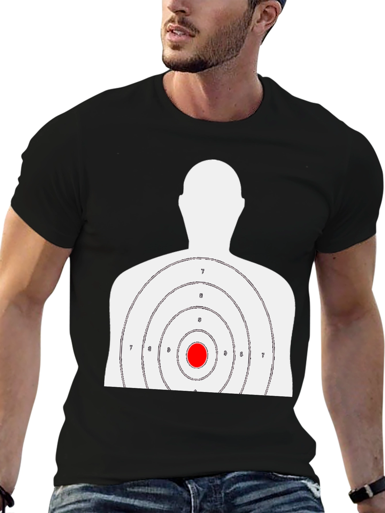 Black Target Practice T-Shirt - Bullseye Design view 6