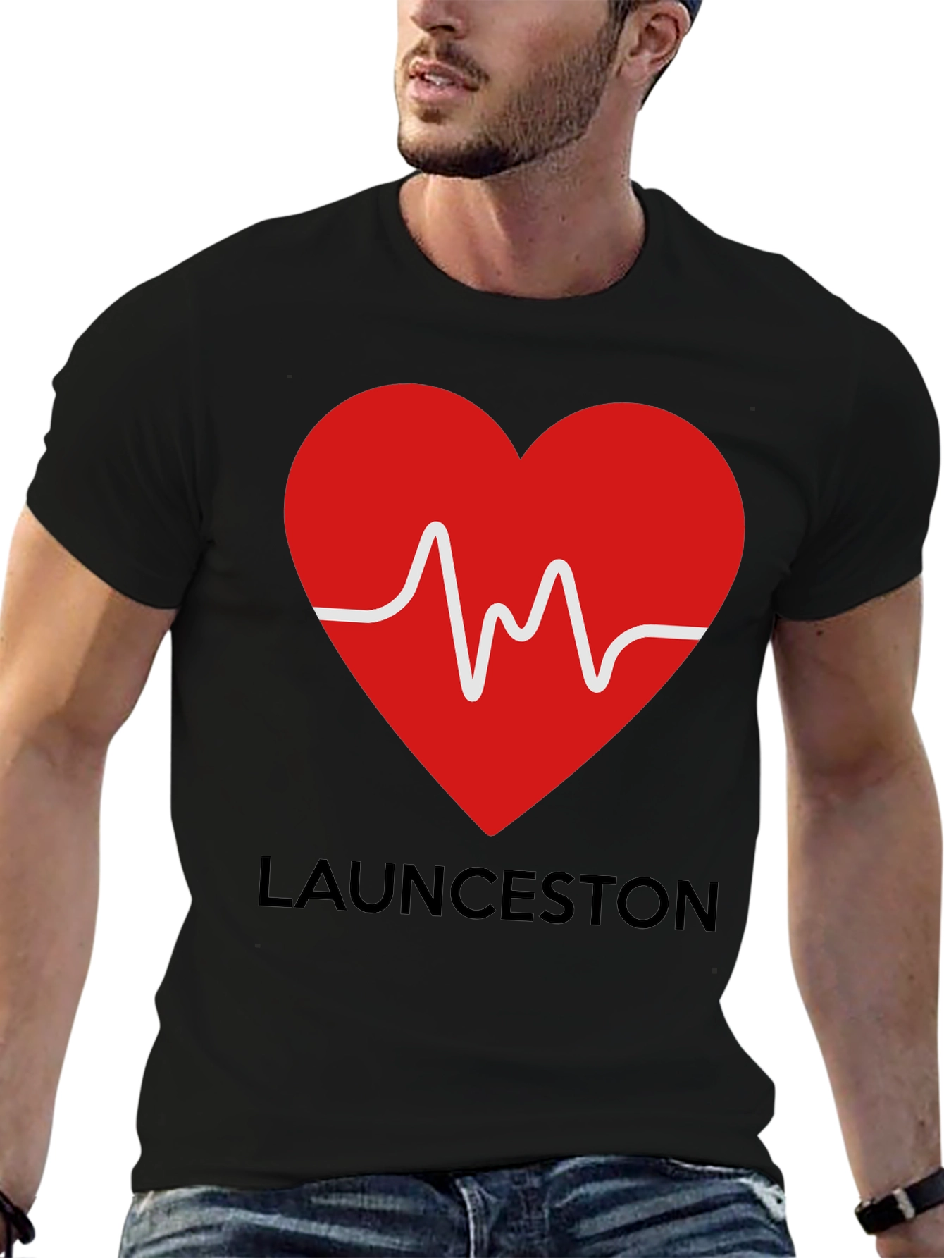 Black Launceston Heartbeat T-Shirt - Graphic Tee view 6