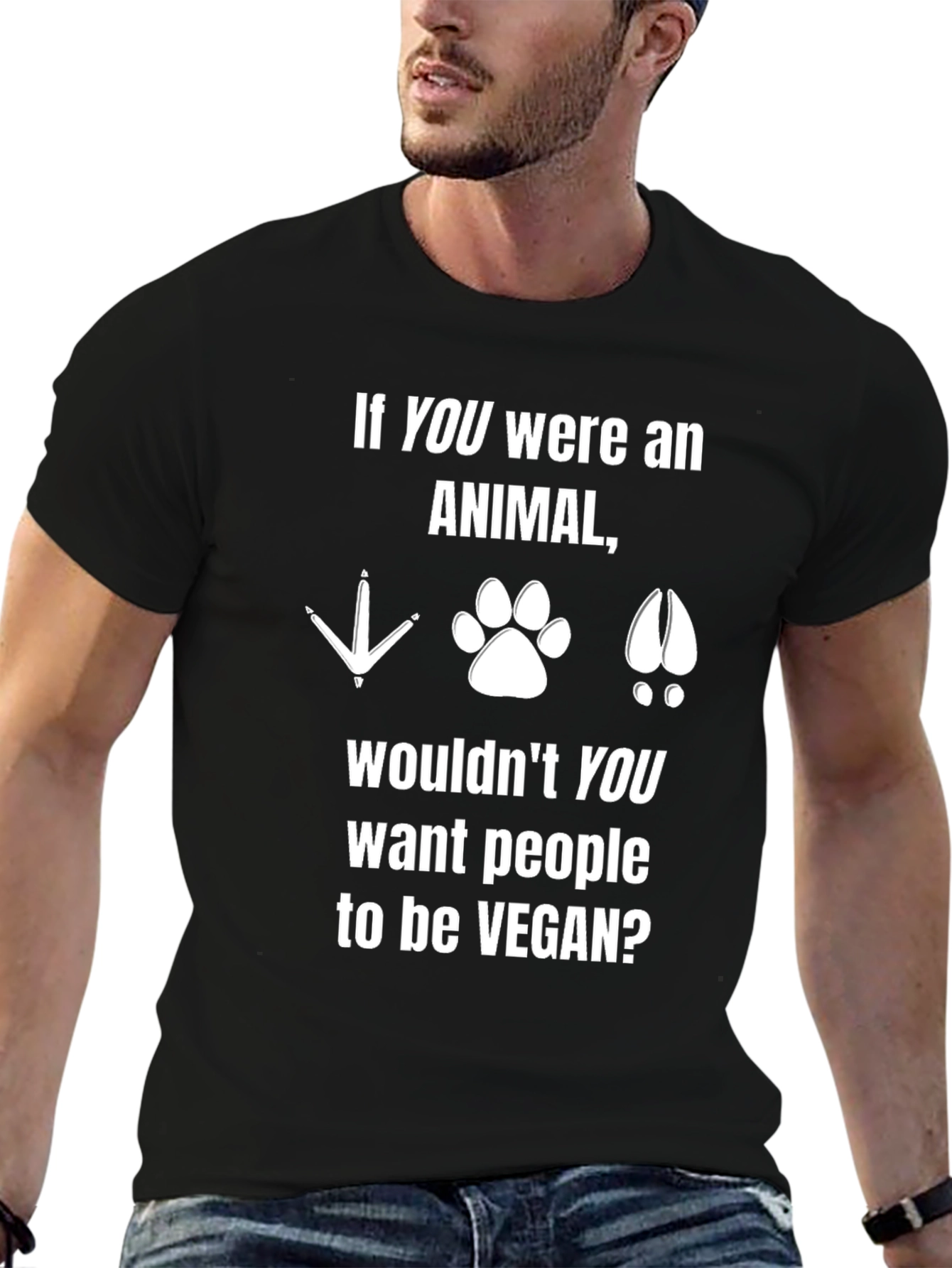 Black Vegan Animal T-Shirt: If YOU Were an Animal view 6
