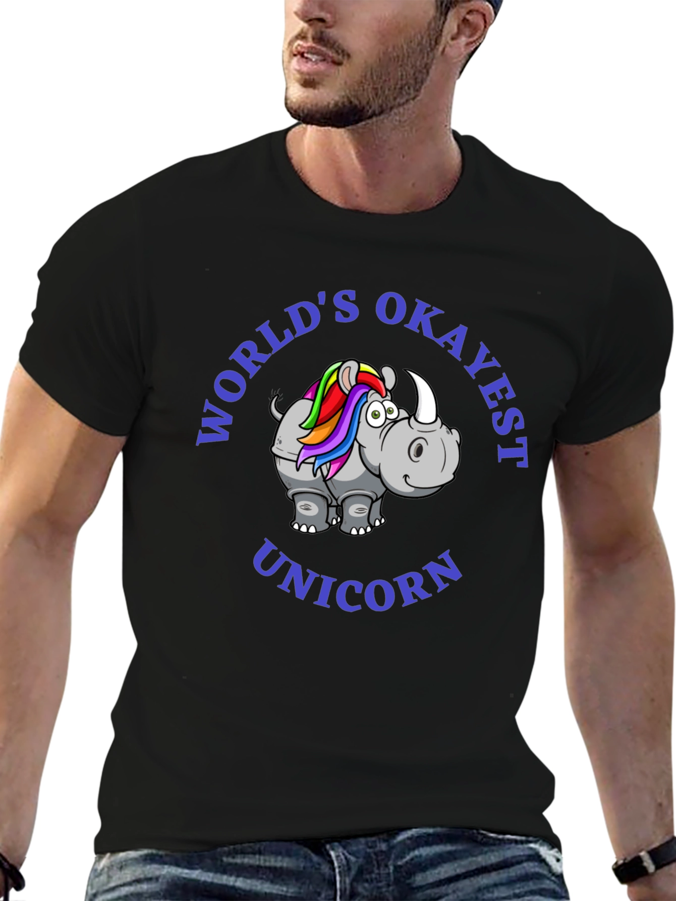 Black World's Okayest Unicorn T-Shirt view 6