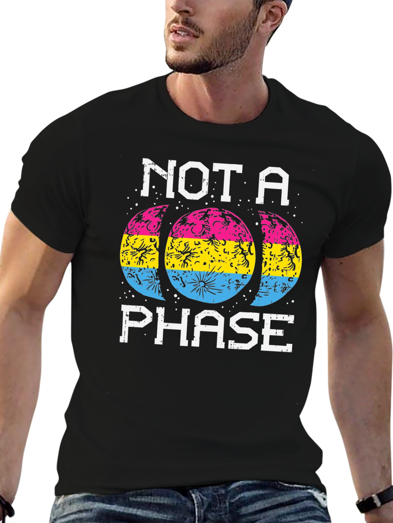 Black Not a Phase Pansexual Pride T-Shirt view 6
